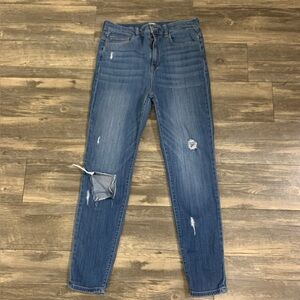 Sneak peek, high rise, distressed jeans